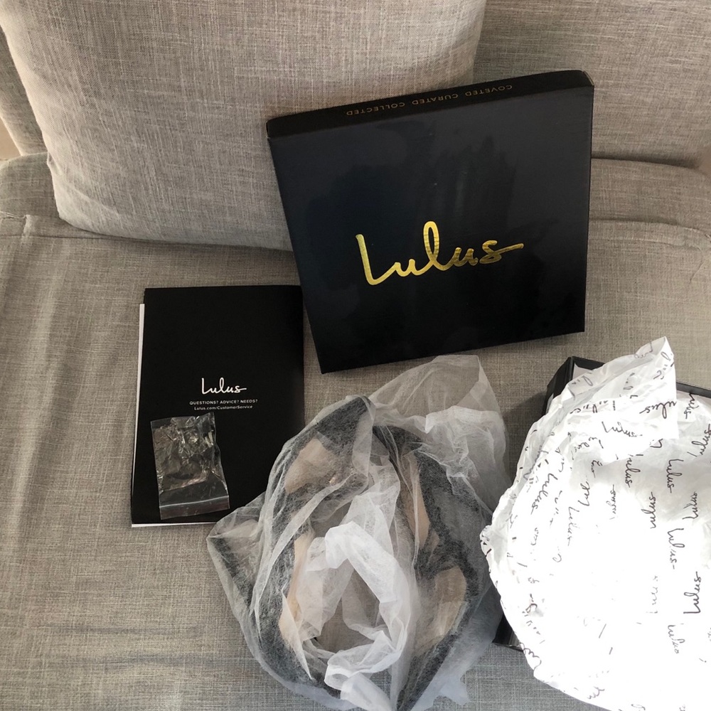 Lulu’s black ankle strap heels